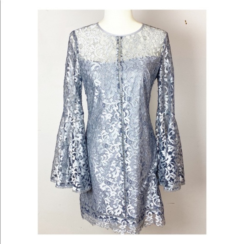 White House Black Market Blue Lace Midi Dress